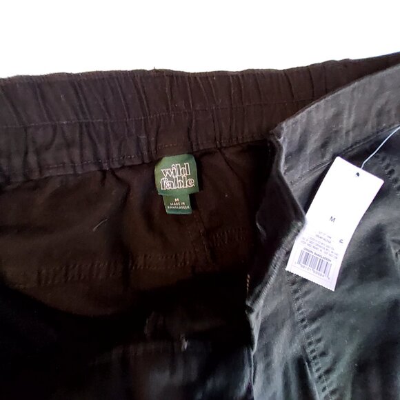 Wild Fable Black Cargo Pants M Elastic Waist Adjustable Hem 98% Cotton 2% Spande - Picture 11 of 14